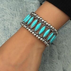 Texan Silver and Blue Bracelet